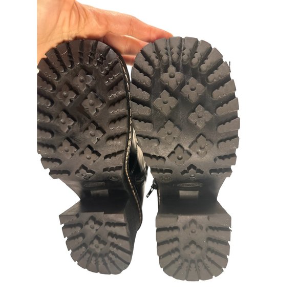 Lower East Side Chunky Platform Boots 9 Black Faux Leather Retro Ankle Boots - Picture 12 of 16